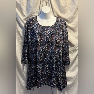 Faded Glory floral tunic with 3/4 sleeves size 1X (16 W)
